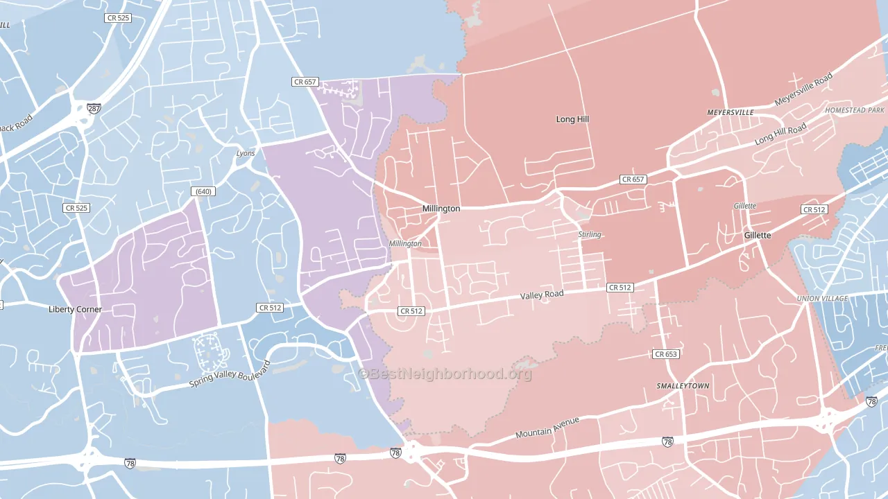 07946, NJ block-group political-lean map
