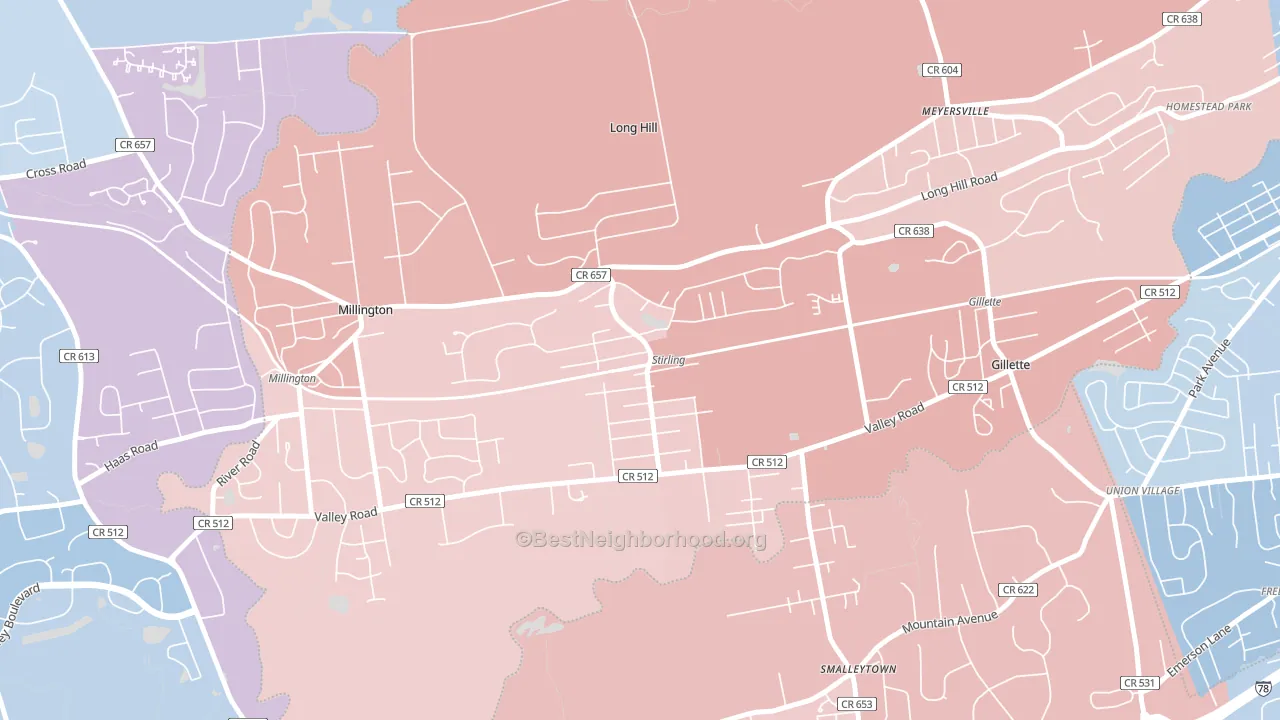 07980, NJ block-group political-lean map