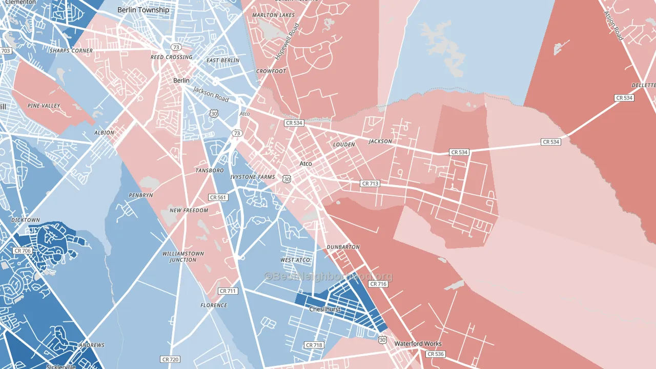 08004, NJ block-group political-lean map