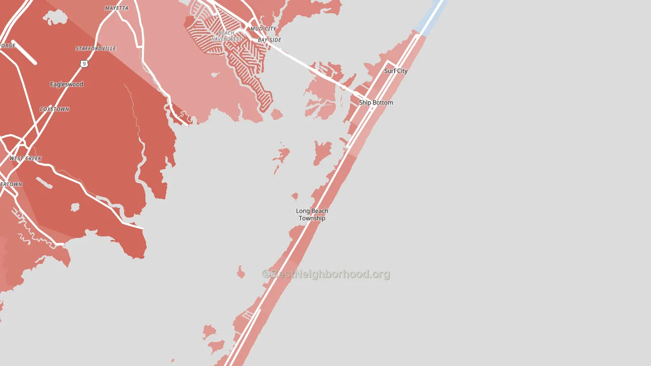 08008, NJ block-group political-lean map