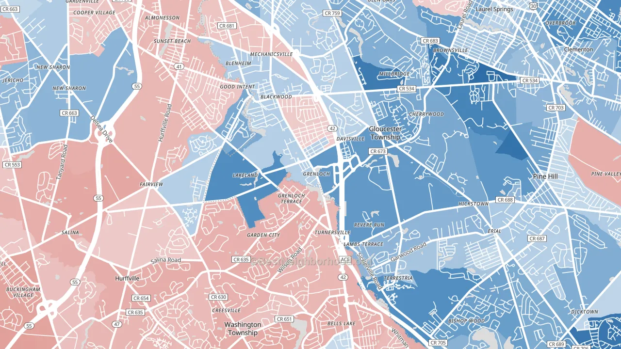 08012, NJ block-group political-lean map