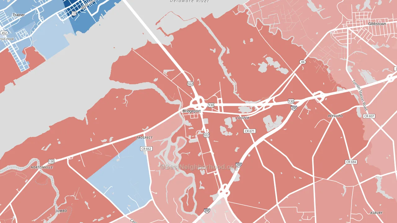 08014, NJ block-group political-lean map