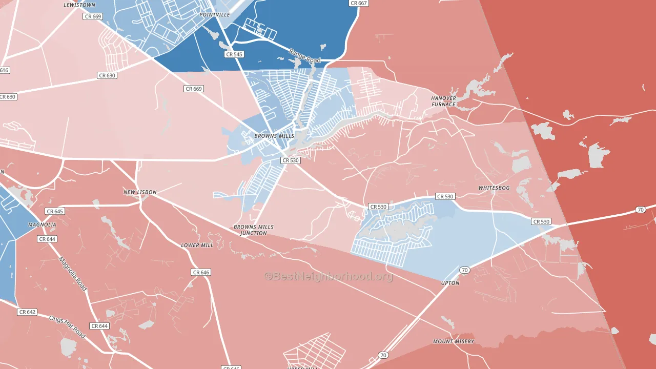 08015, NJ block-group political-lean map