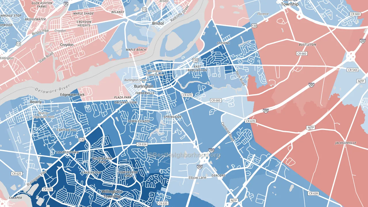 08016, NJ block-group political-lean map
