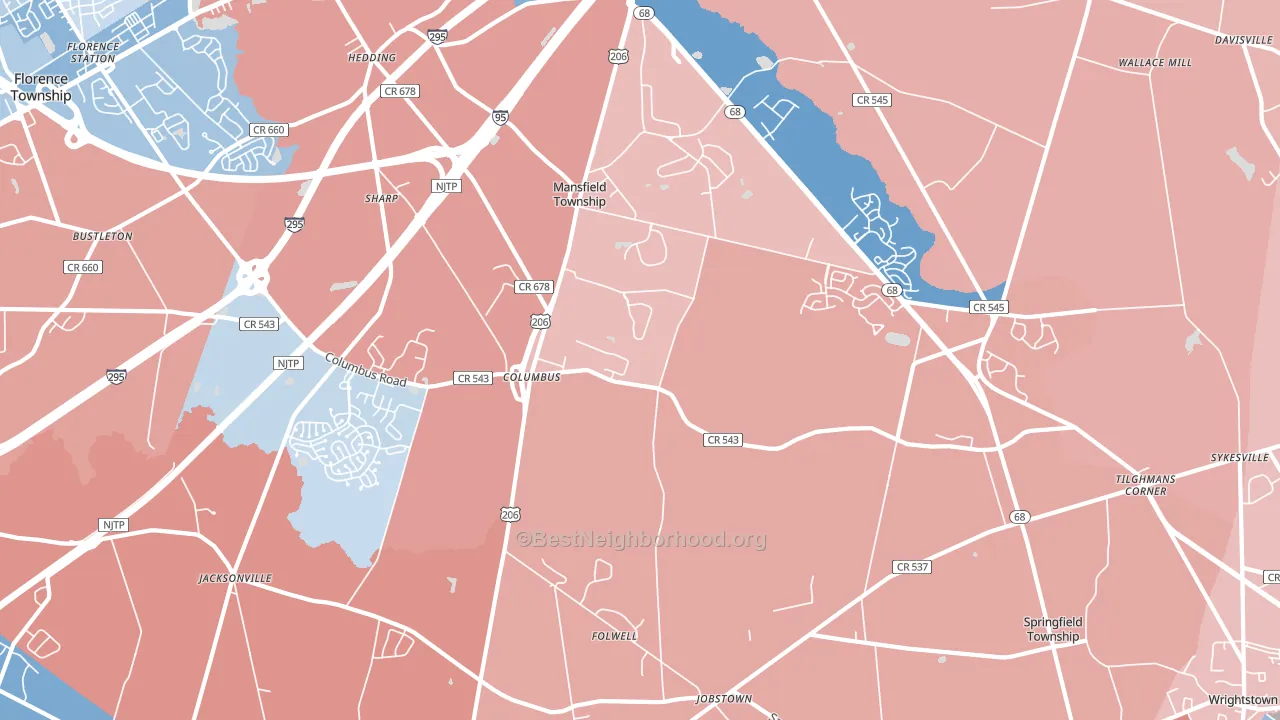 08022, NJ block-group political-lean map