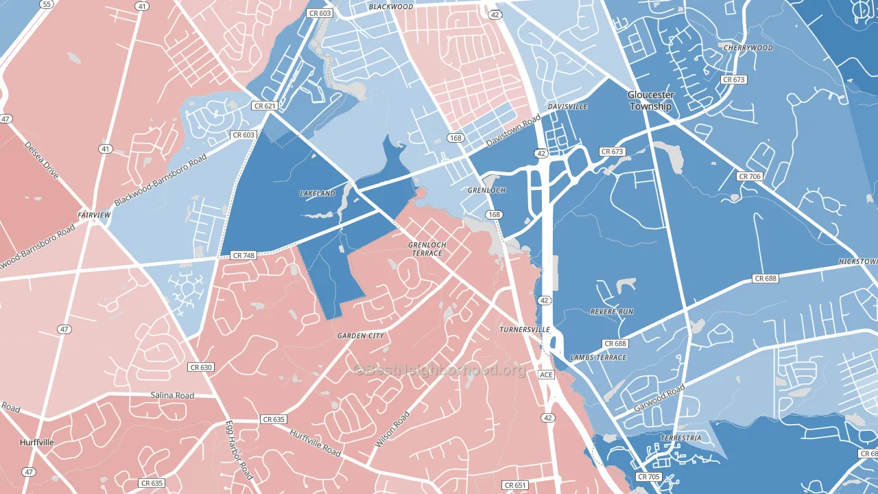 08032, NJ block-group political-lean map