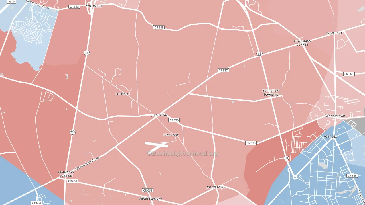08041, NJ block-group political-lean map