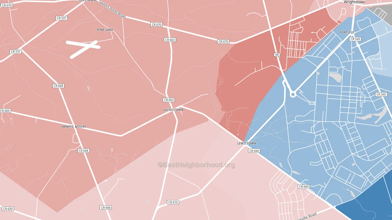08042, NJ block-group political-lean map