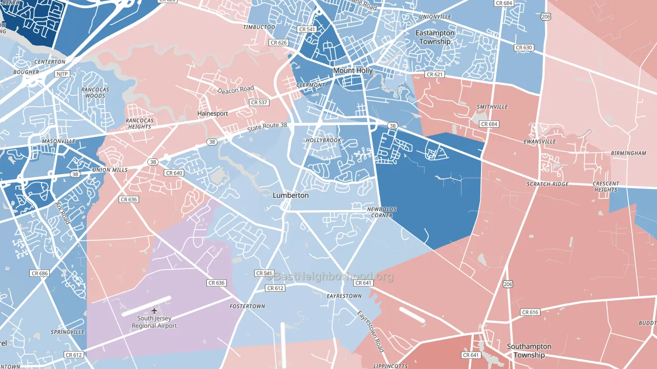 08048, NJ block-group political-lean map