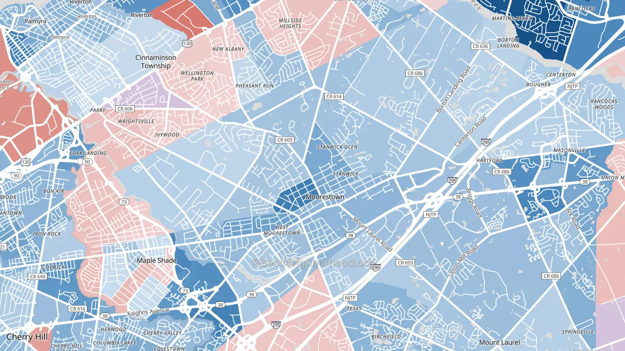 08057, NJ block-group political-lean map
