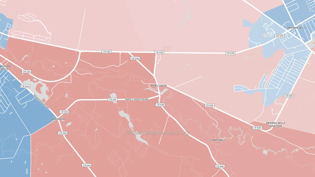 08064, NJ block-group political-lean map