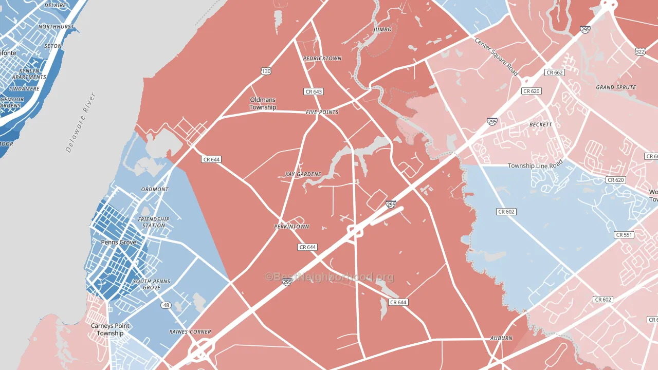 08067, NJ block-group political-lean map