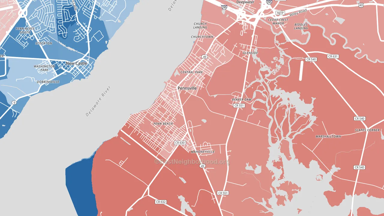 08070, NJ block-group political-lean map