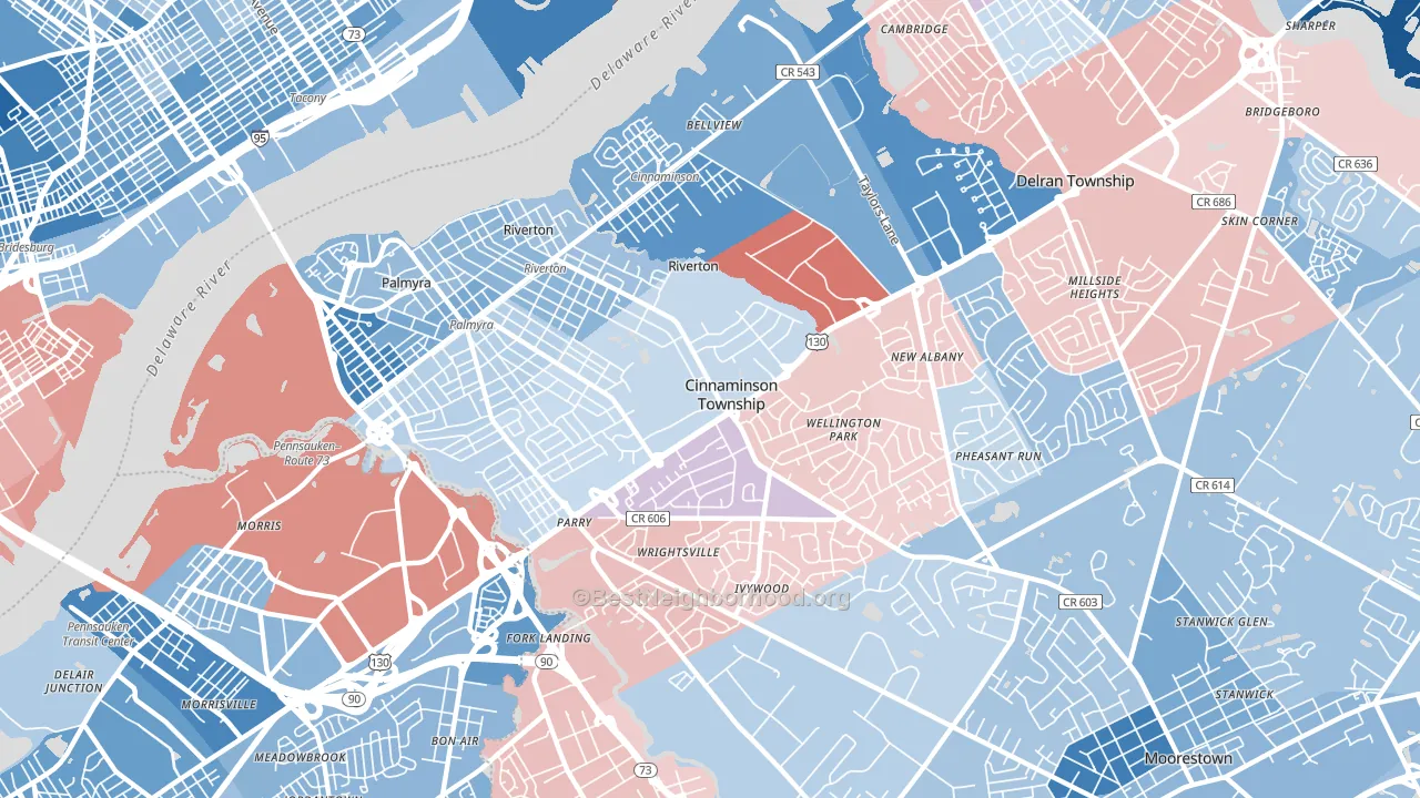 08077, NJ block-group political-lean map
