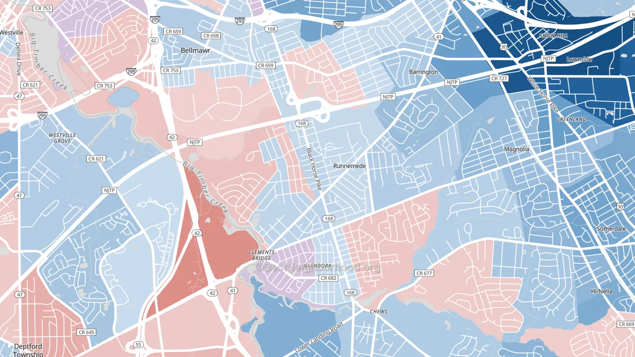 08078, NJ block-group political-lean map