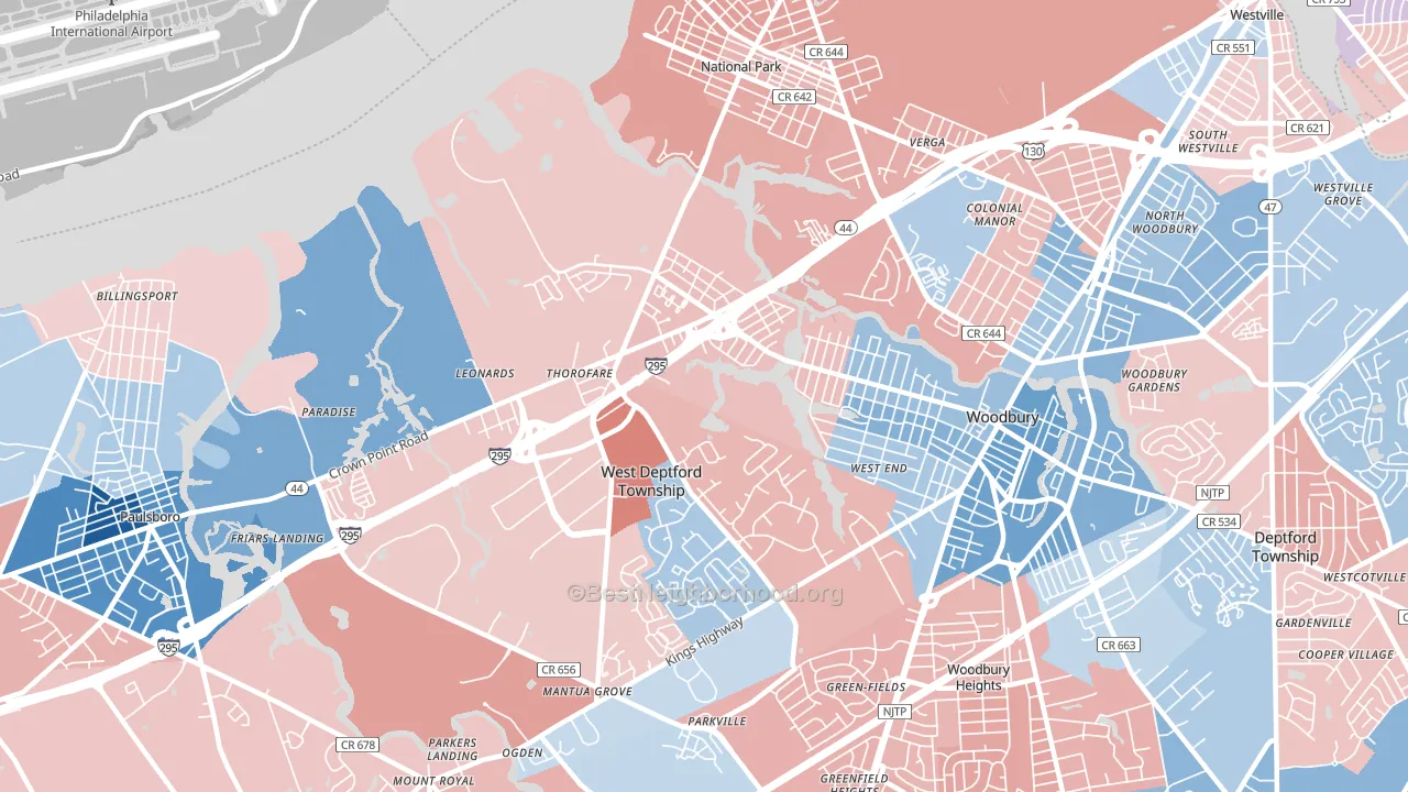 08086, NJ block-group political-lean map