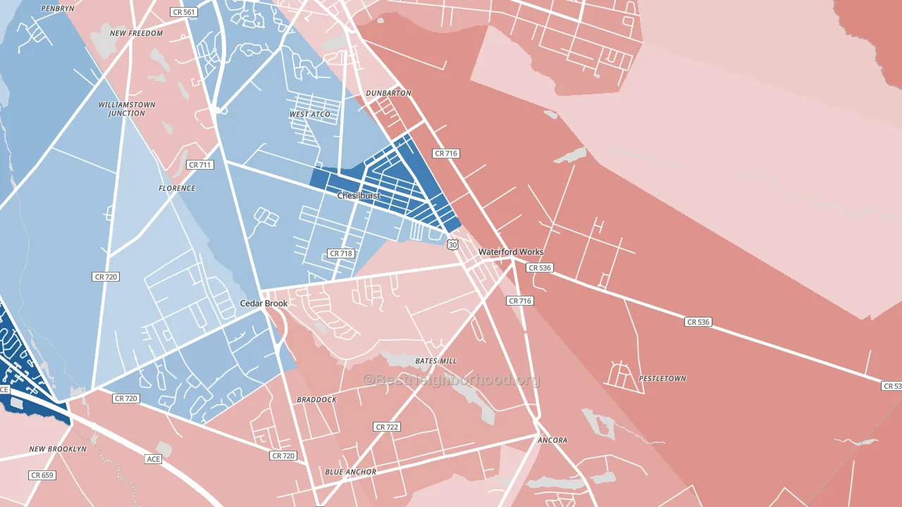 08089, NJ block-group political-lean map