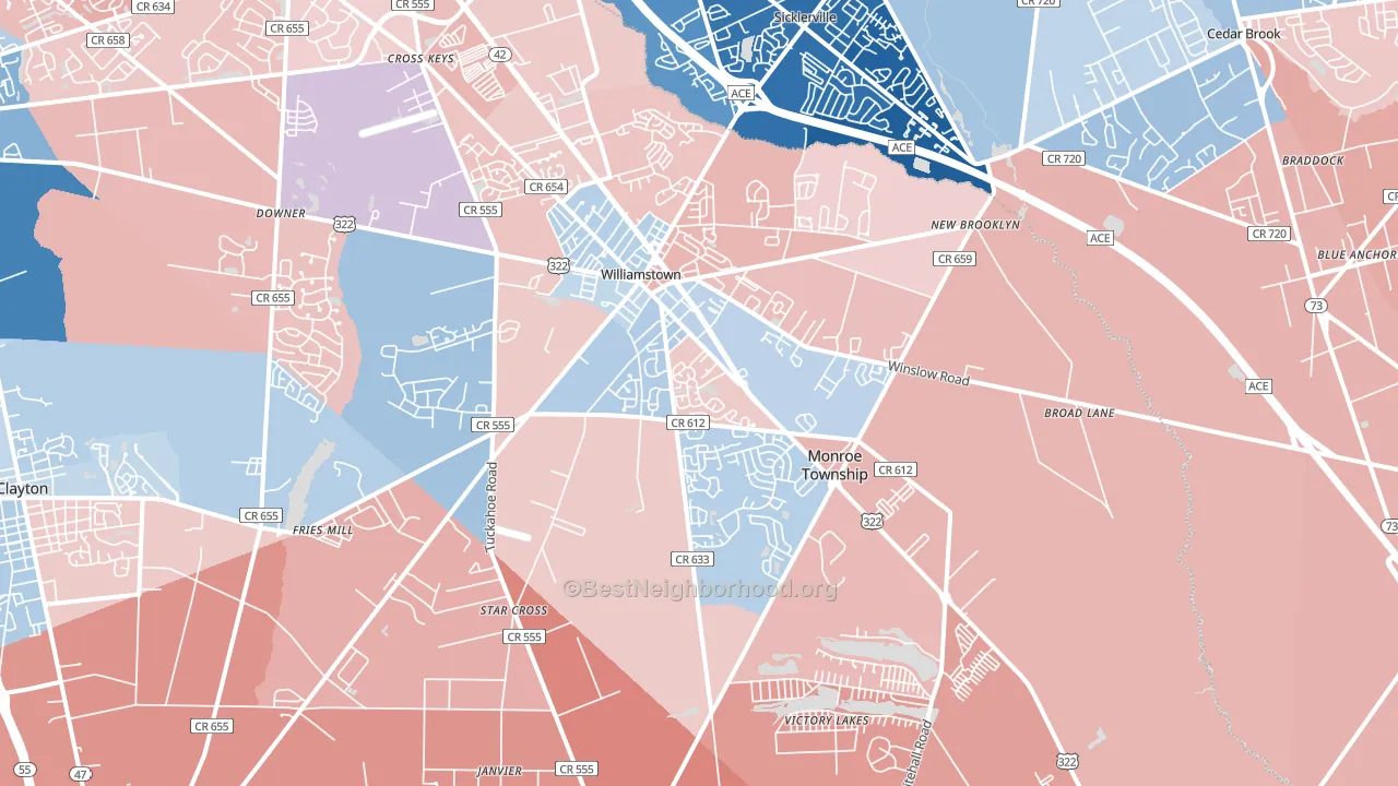 08094, NJ block-group political-lean map
