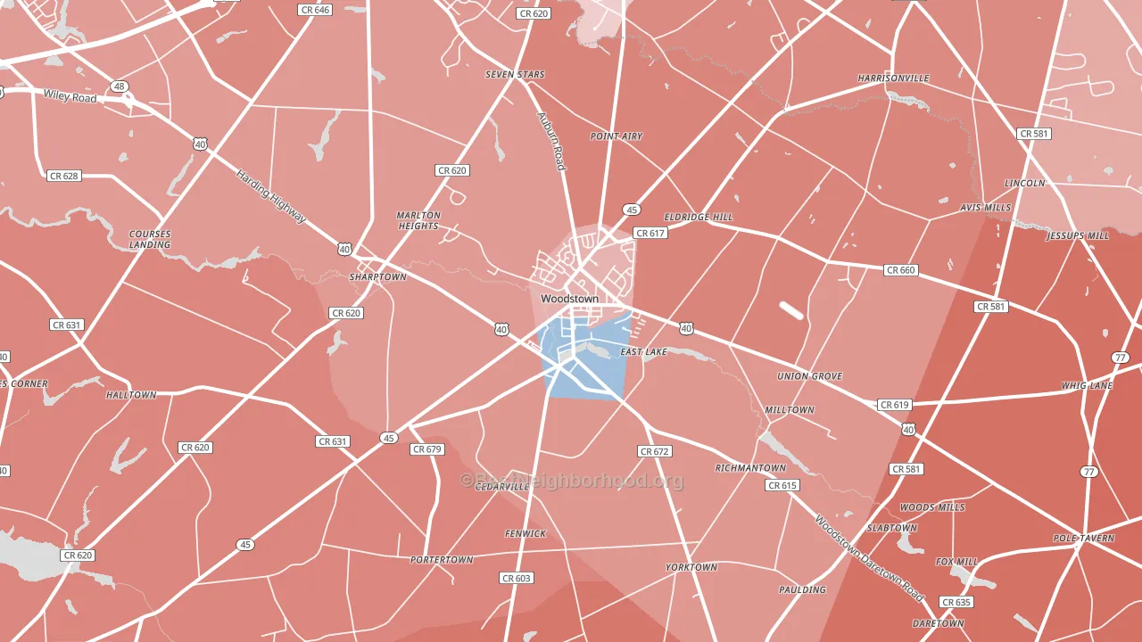 08098, NJ block-group political-lean map