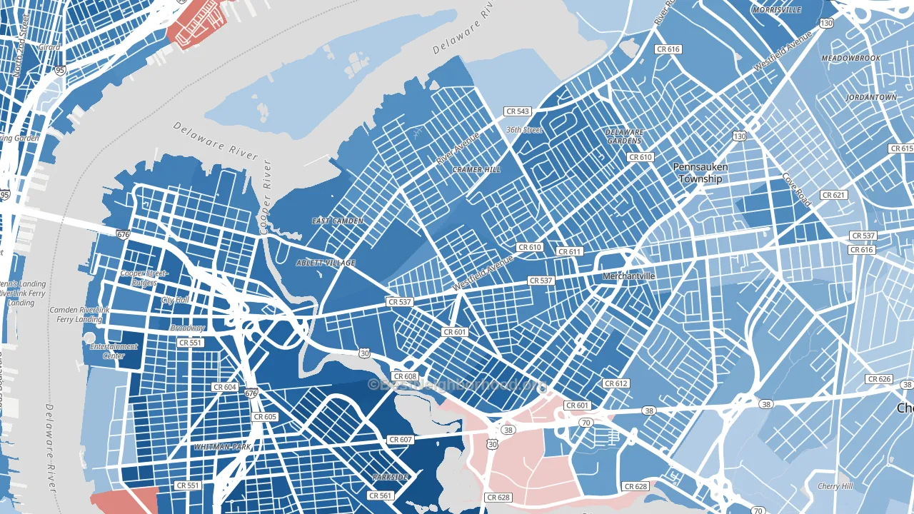 08105, NJ block-group political-lean map