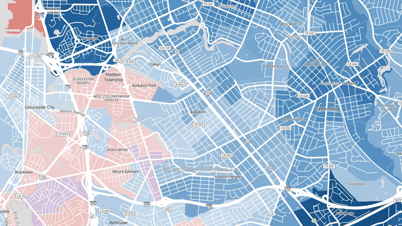 08106, NJ block-group political-lean map