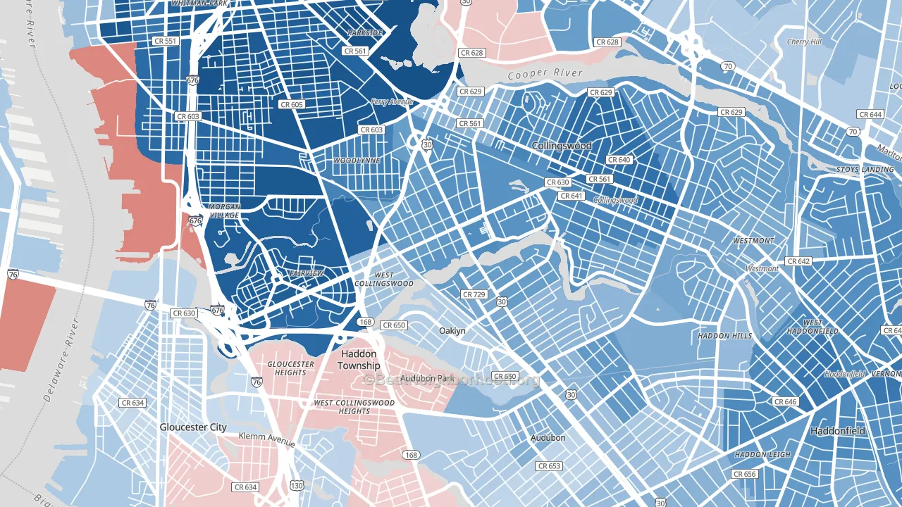 08107, NJ block-group political-lean map