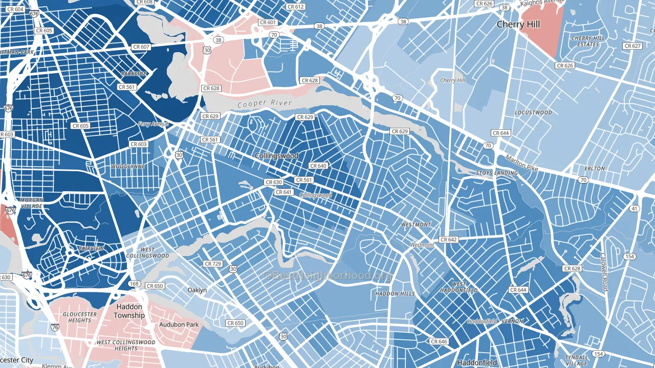 08108, NJ block-group political-lean map