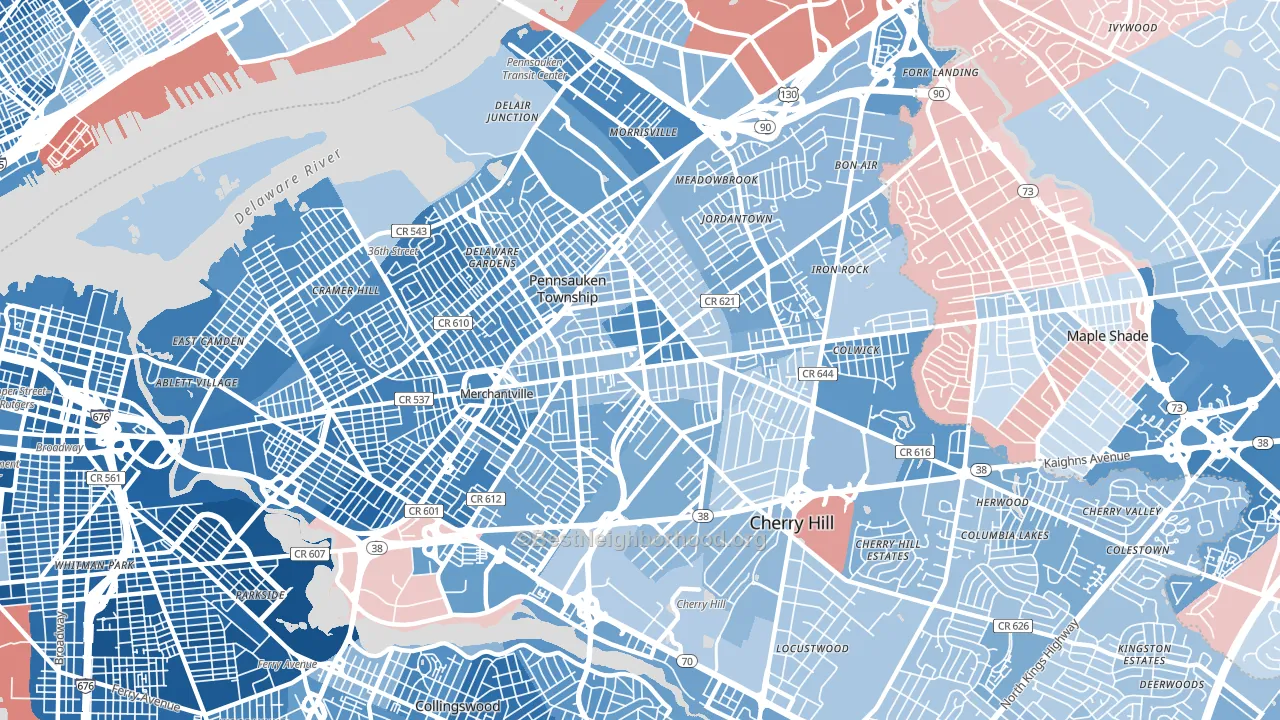 08109, NJ block-group political-lean map