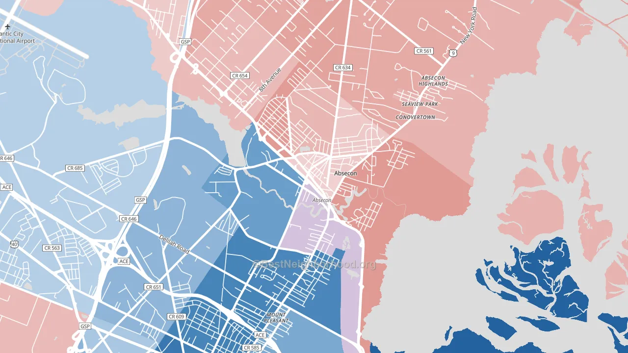 08201, NJ block-group political-lean map