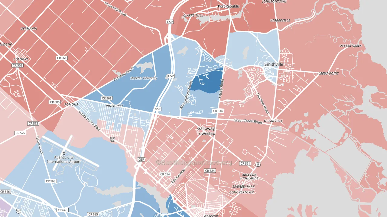 08205, NJ block-group political-lean map
