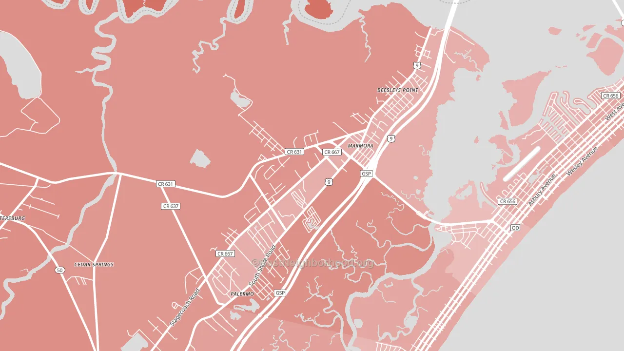 08223, NJ block-group political-lean map