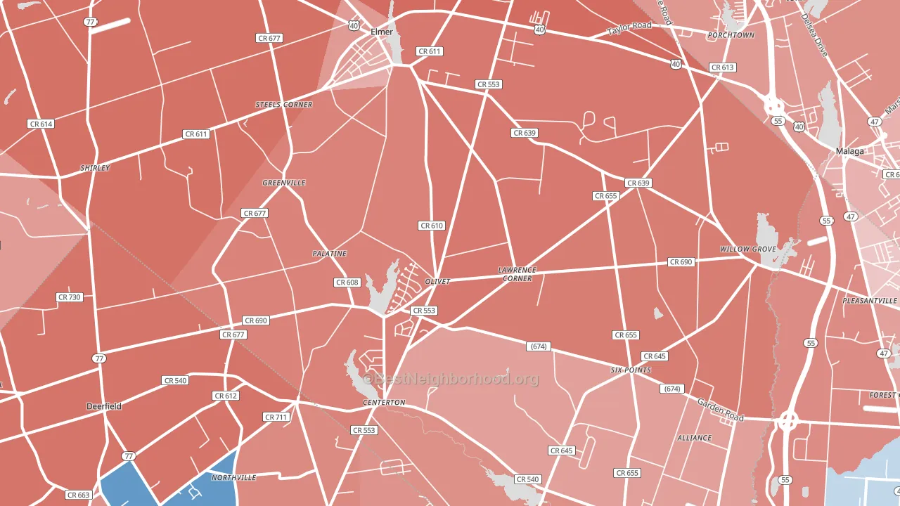 08318, NJ block-group political-lean map