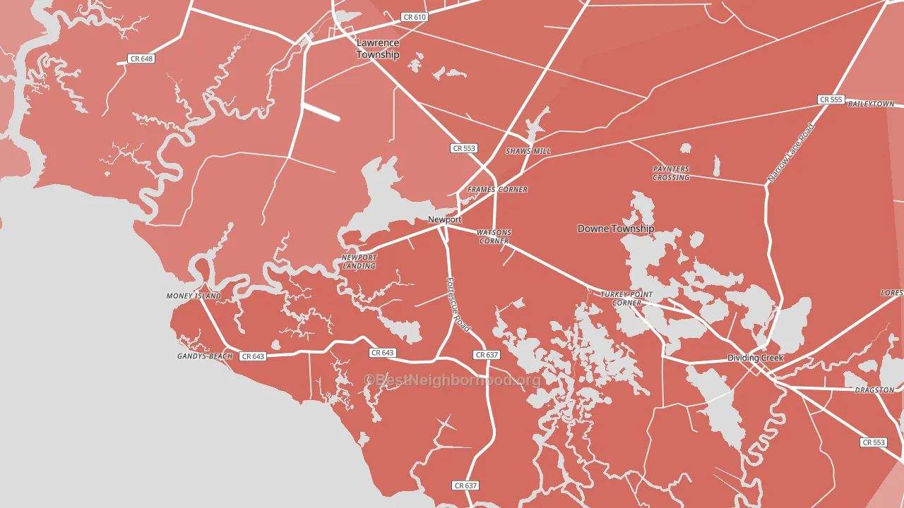 08345, NJ block-group political-lean map