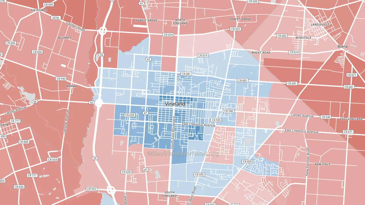 08360, NJ block-group political-lean map