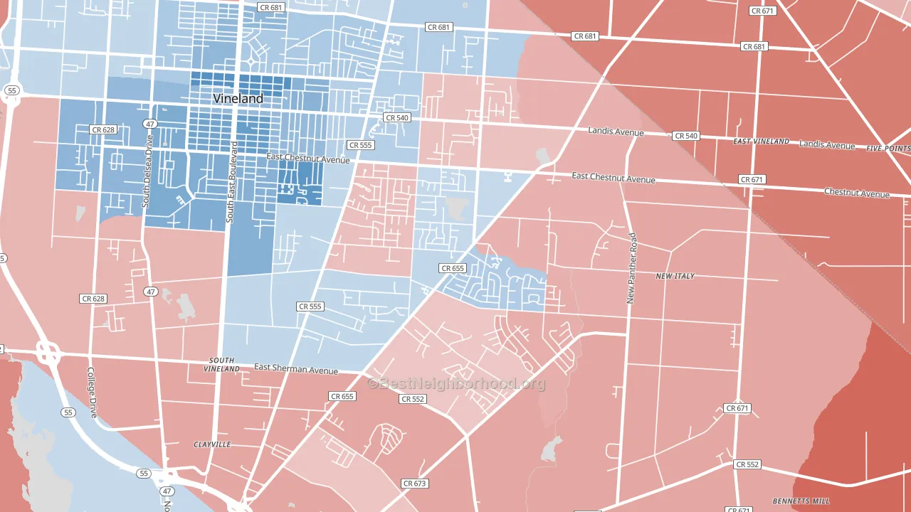 08361, NJ block-group political-lean map