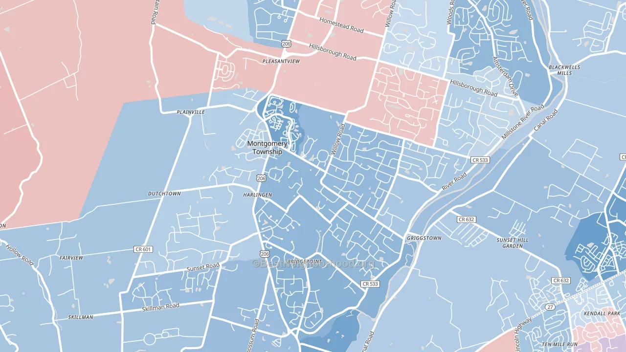 08502, NJ block-group political-lean map
