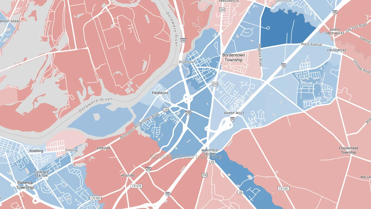 08505, NJ block-group political-lean map