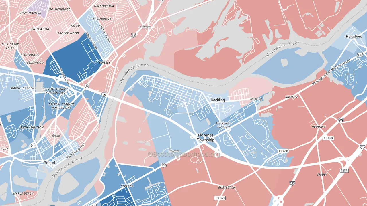 08518, NJ block-group political-lean map