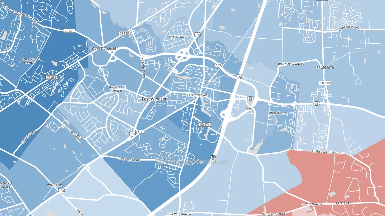 08520, NJ block-group political-lean map