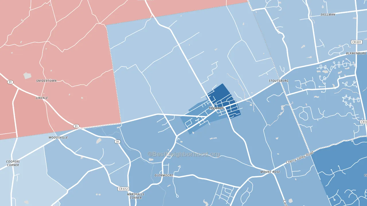 08525, NJ block-group political-lean map