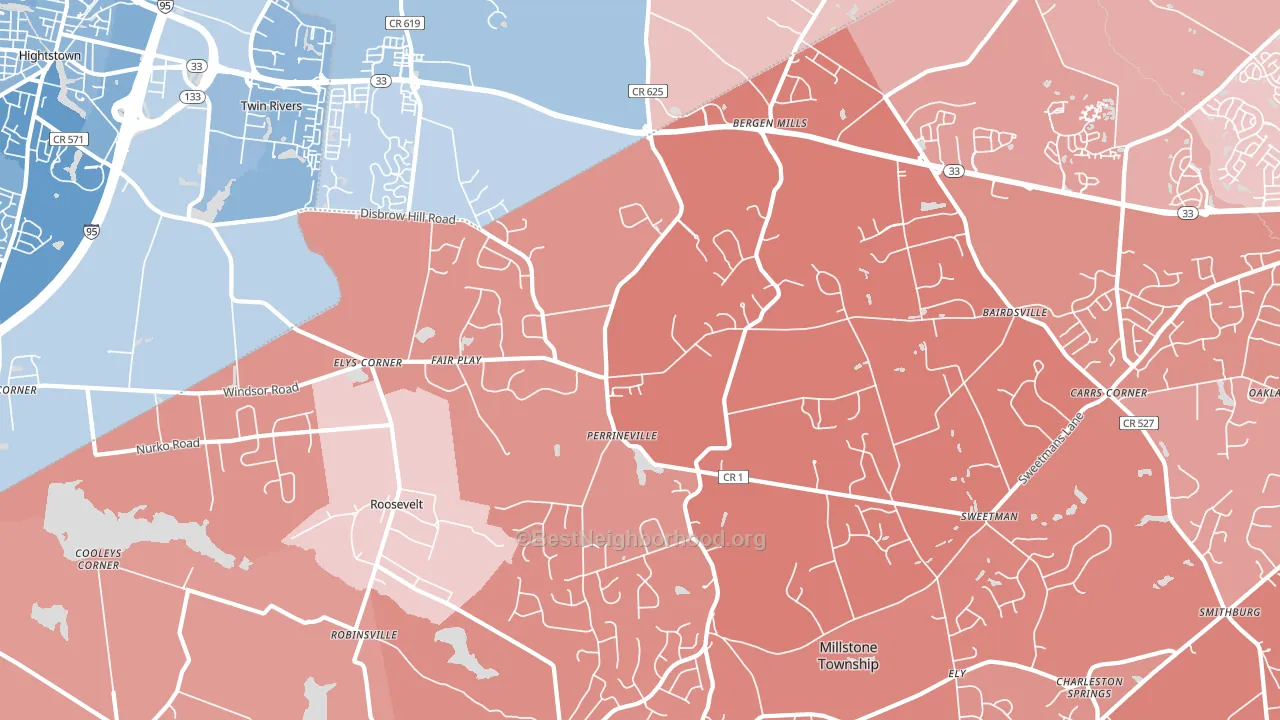 08535, NJ block-group political-lean map