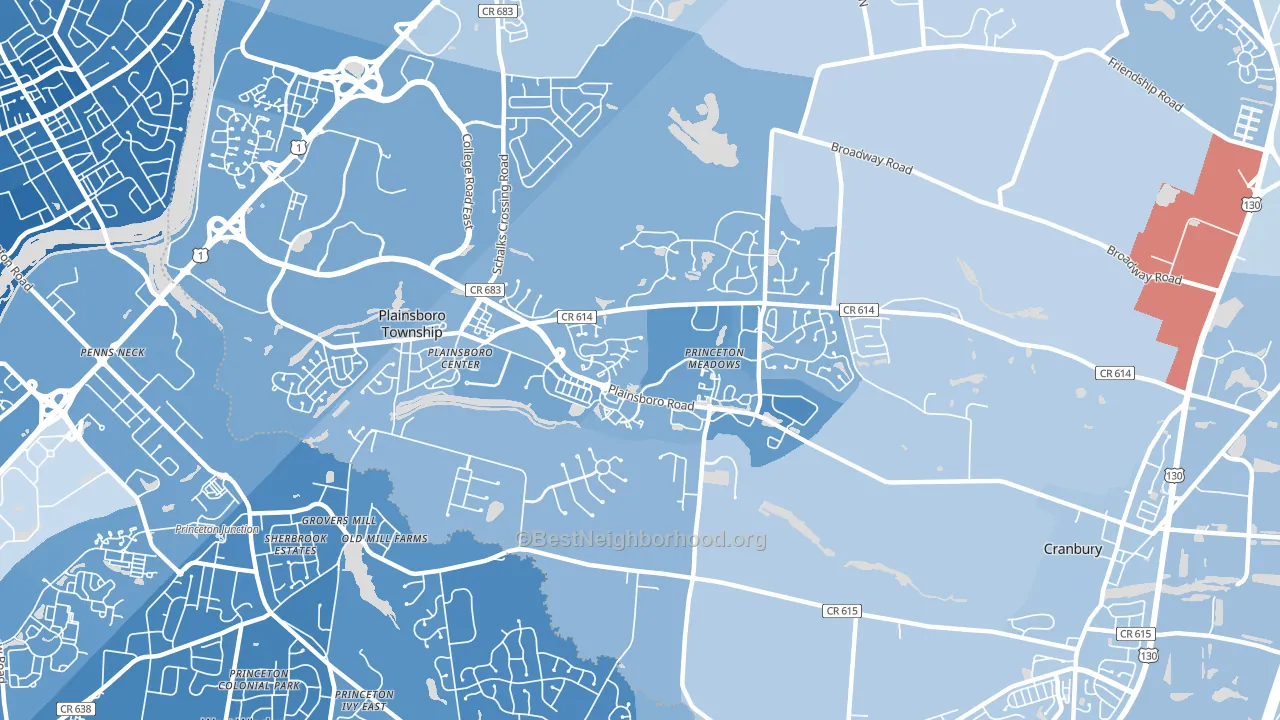 08536, NJ block-group political-lean map