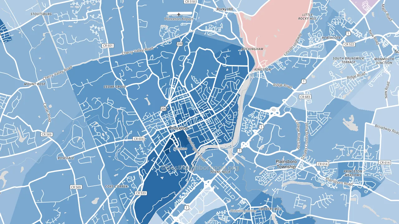 08540, NJ block-group political-lean map