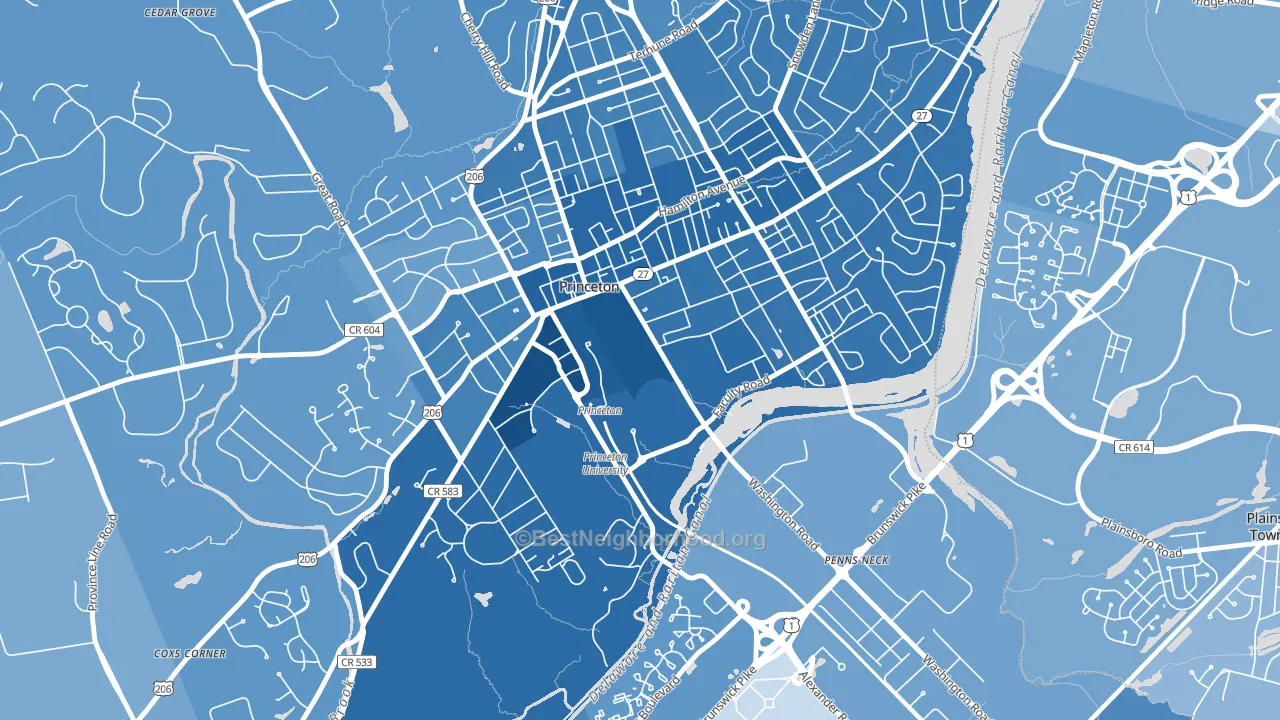 08544, NJ block-group political-lean map