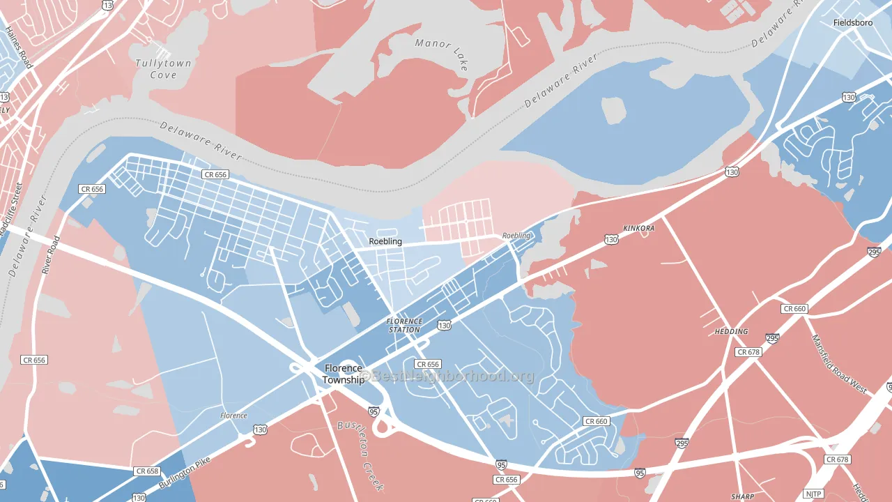 08554, NJ block-group political-lean map