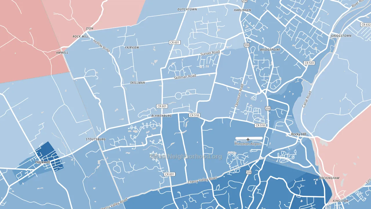 08558, NJ block-group political-lean map