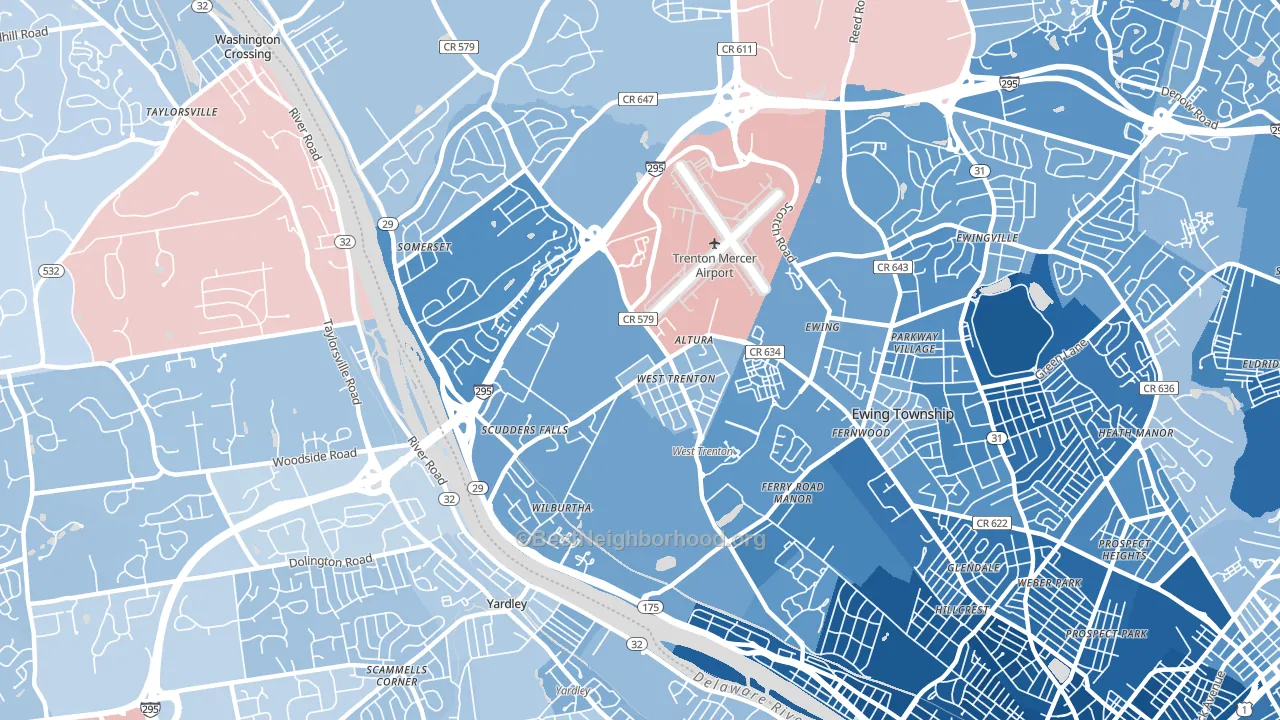 08628, NJ block-group political-lean map