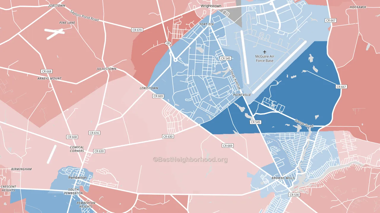 08640, NJ block-group political-lean map