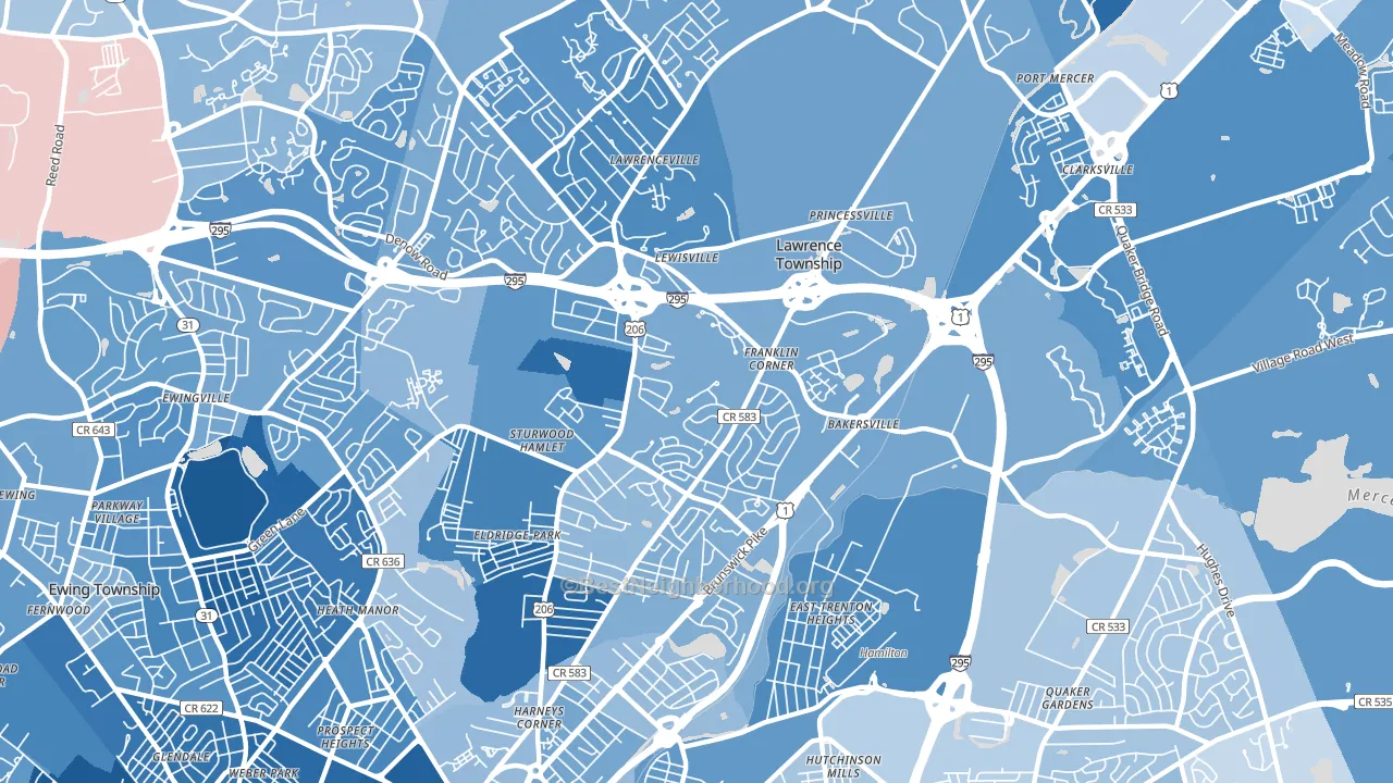 08648, NJ block-group political-lean map