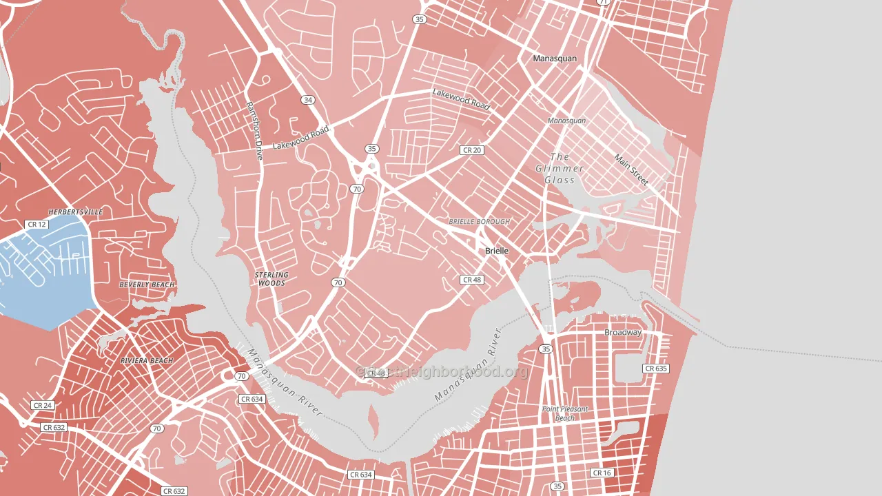 08730, NJ block-group political-lean map